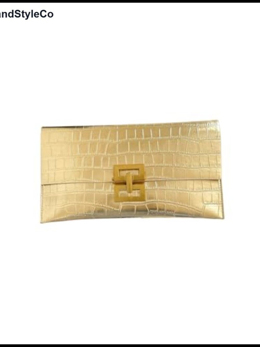 Metallic Faux Leather Crocodile Envelope Clutch Evening Bag